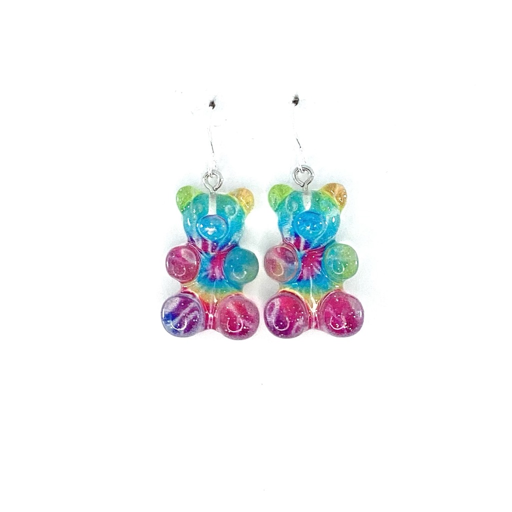 Tie Dye Gummy Bear Earrings Nwt 15$